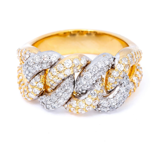 Miami Cuban Ring with Diamonds