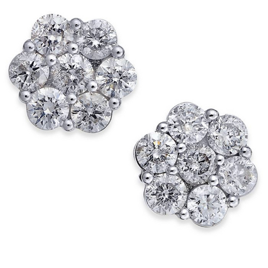 Cluster Earrings White Gold
