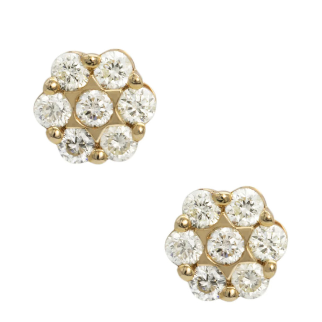 Cluster Earrings Yellow Gold