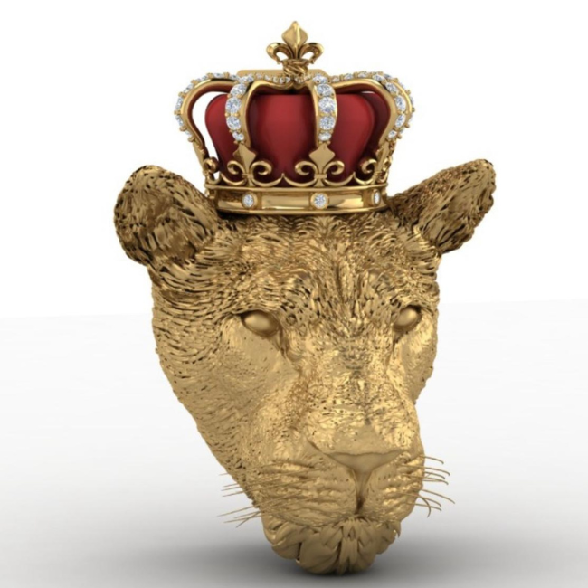 Tiger Head Pendant Red Crown