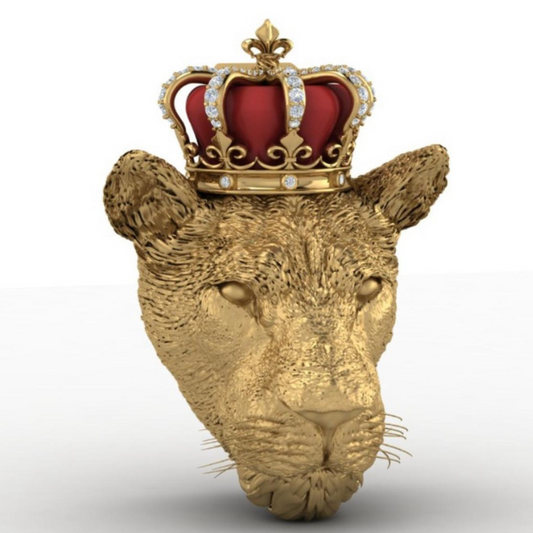 Tiger Head Pendant Red Crown