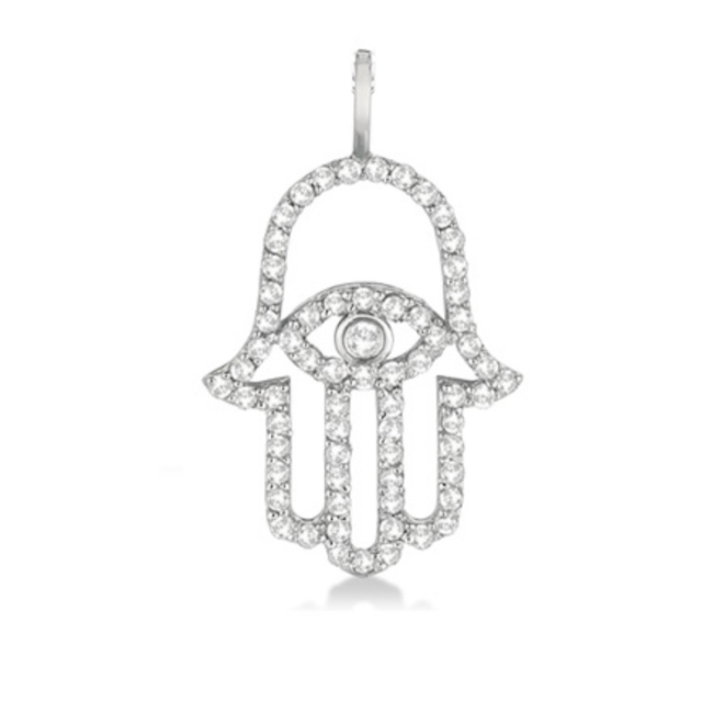 Diamond Hamsa Evil Eye Pendant